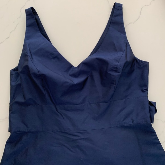 Ann Taylor Sz 12 Silk Dupioni V-Neck Midnight Blue Formal Dress. - Picture 2 of 15